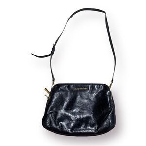 Michael‎ Kors Jet Set Black Leather Crossbody Shoulder Bag Double Zipper